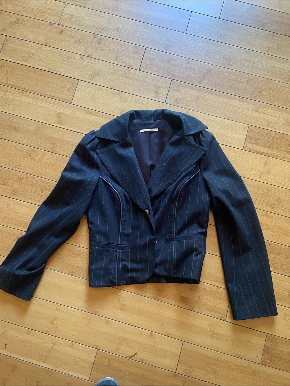 Alice + Olivia Navy Pinstripe Tailored Blazer